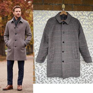Hammond & Co Patrick Grant Houndstooth Wool Blend Car Coat Size 40 Academic